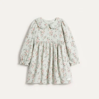 Kids' Green/White Rose Dress