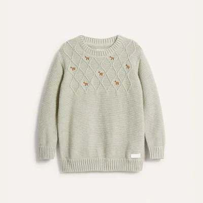 Kids Green Fox Knitted Jumper