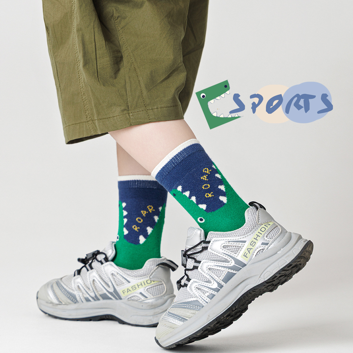 Tất trẻ em khủng long – Cotton dài thoáng khí - Ảnh 5