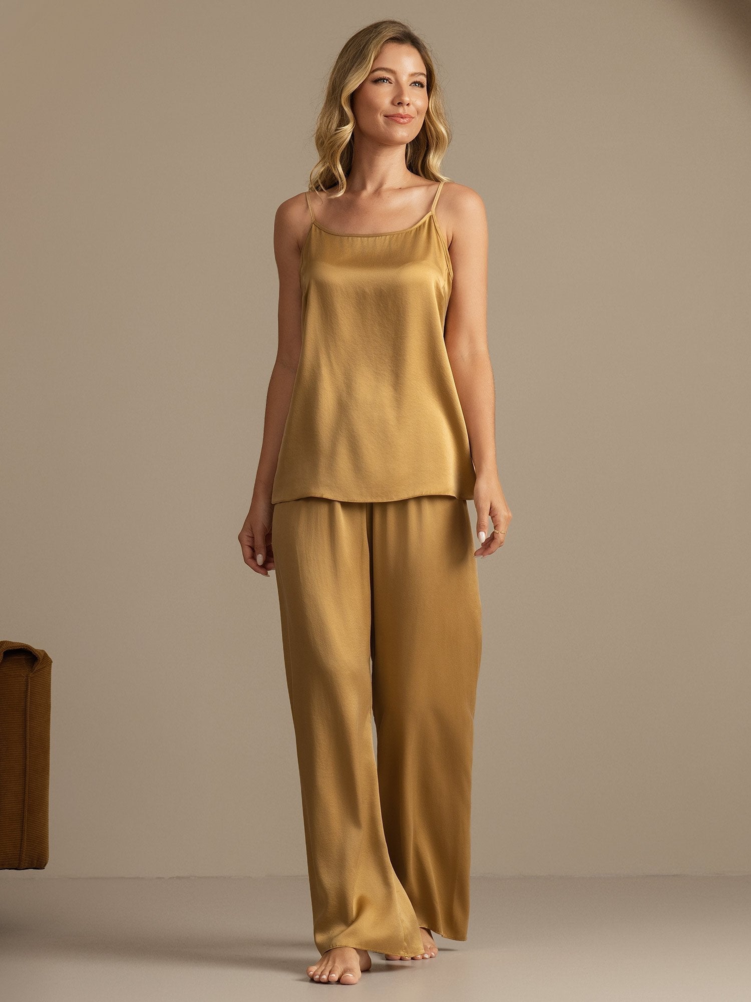 19 Momme Washable Silk Cami & Wide Leg Pants Set - Image 28