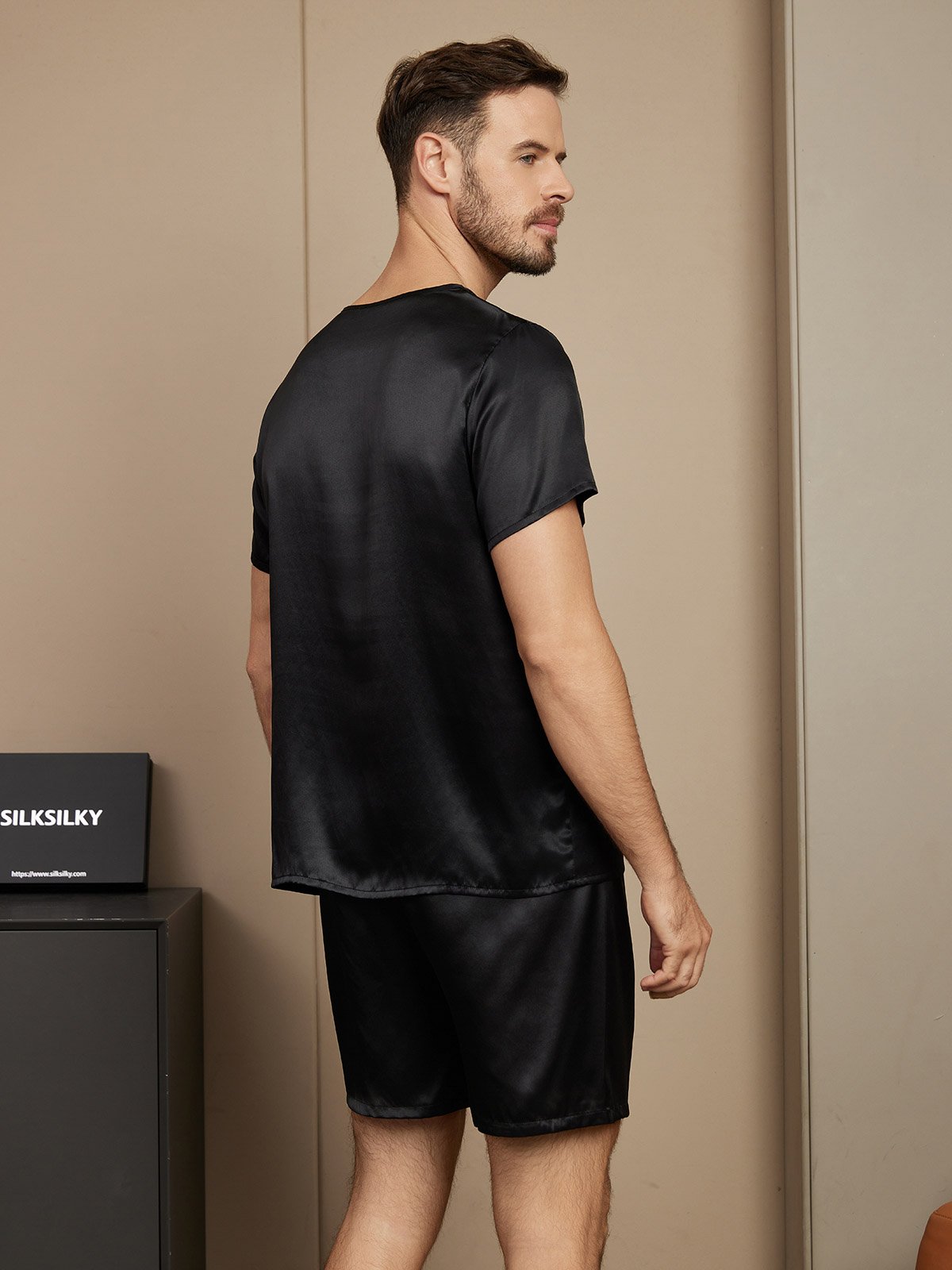 Men’s Silk Pajama Set – Short Sleeve & Shorts - Image 2