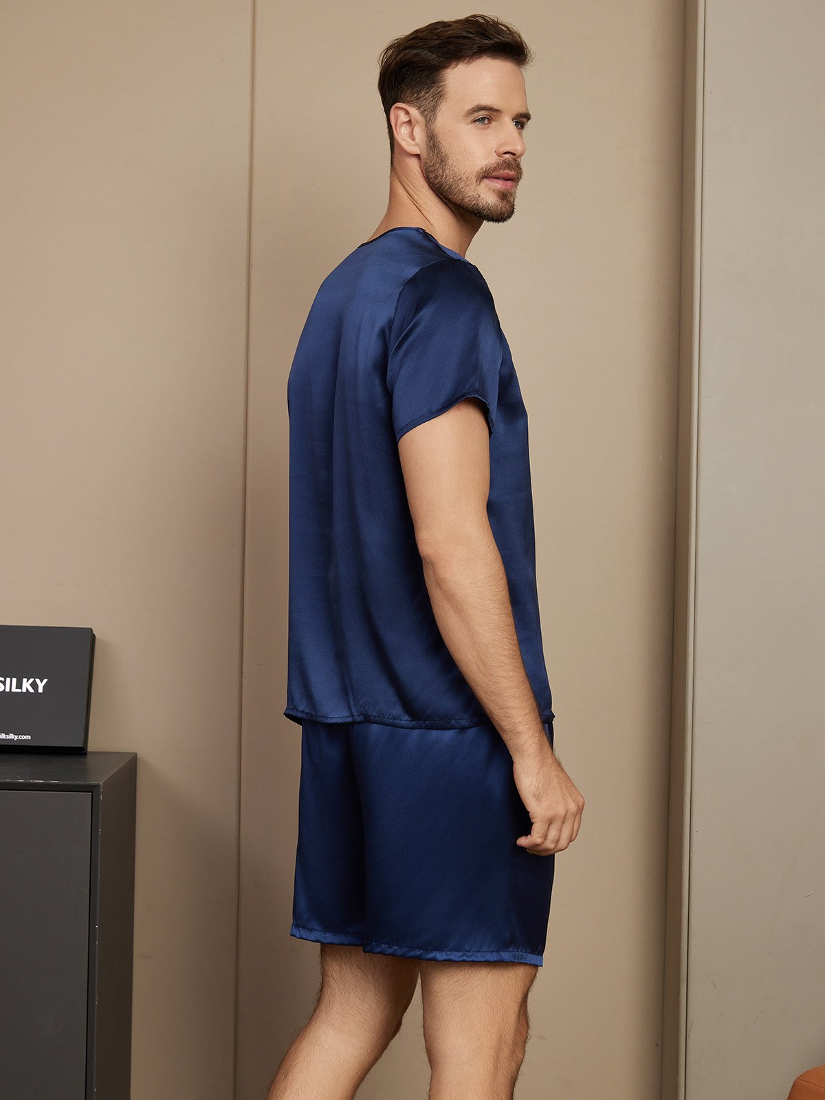 Men’s Silk Pajama Set – Short Sleeve & Shorts - Image 7