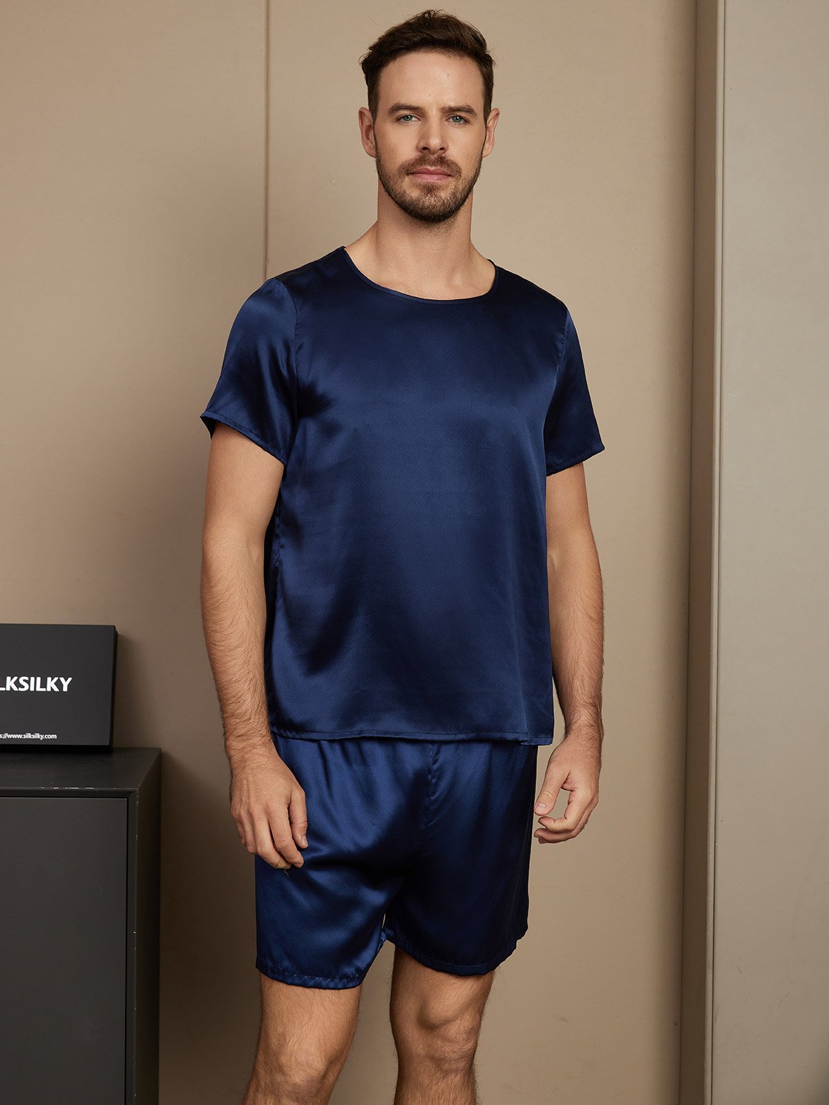 Men’s Silk Pajama Set – Short Sleeve & Shorts - Image 8