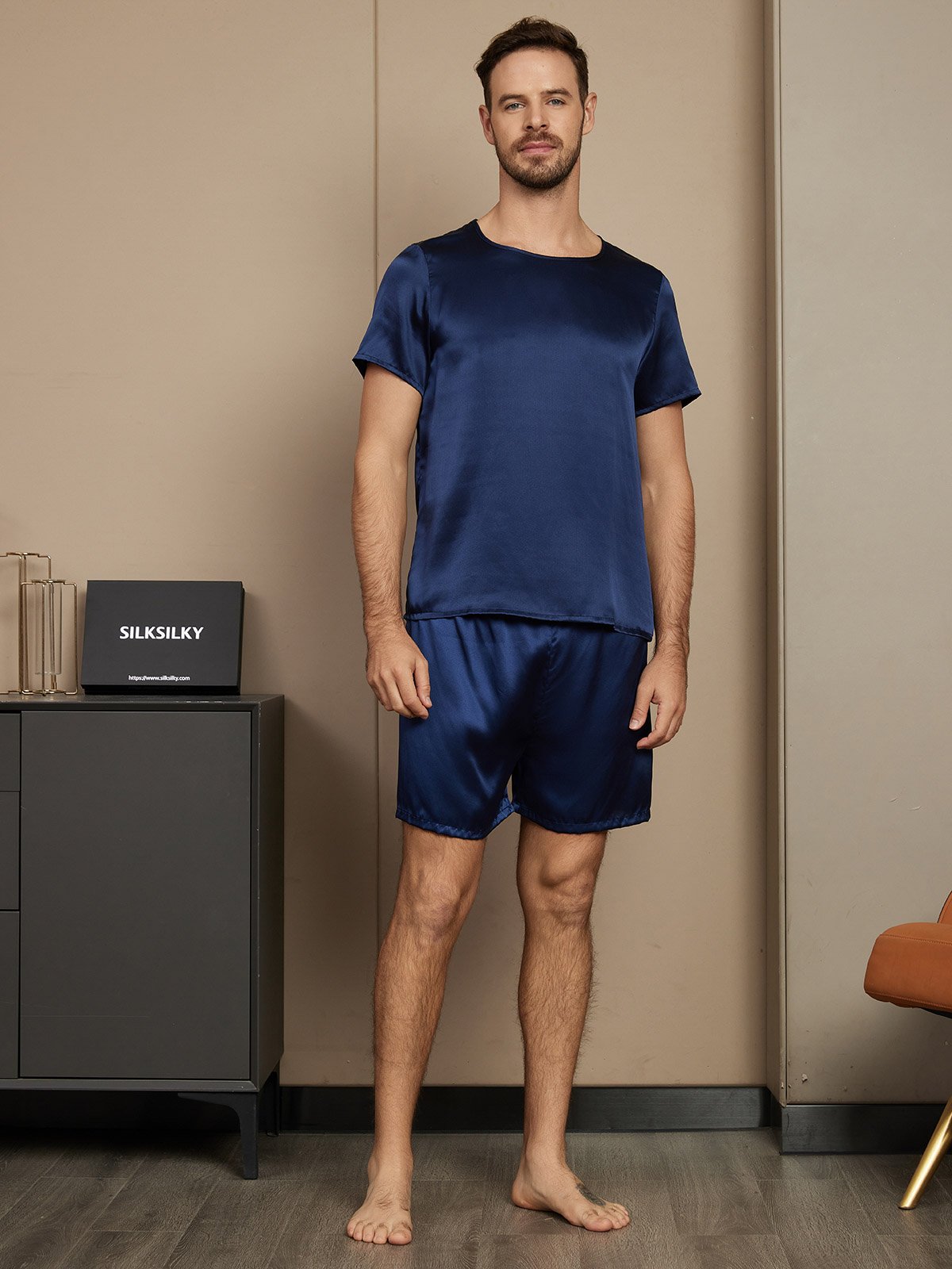 Men’s Silk Pajama Set – Short Sleeve & Shorts - Image 10