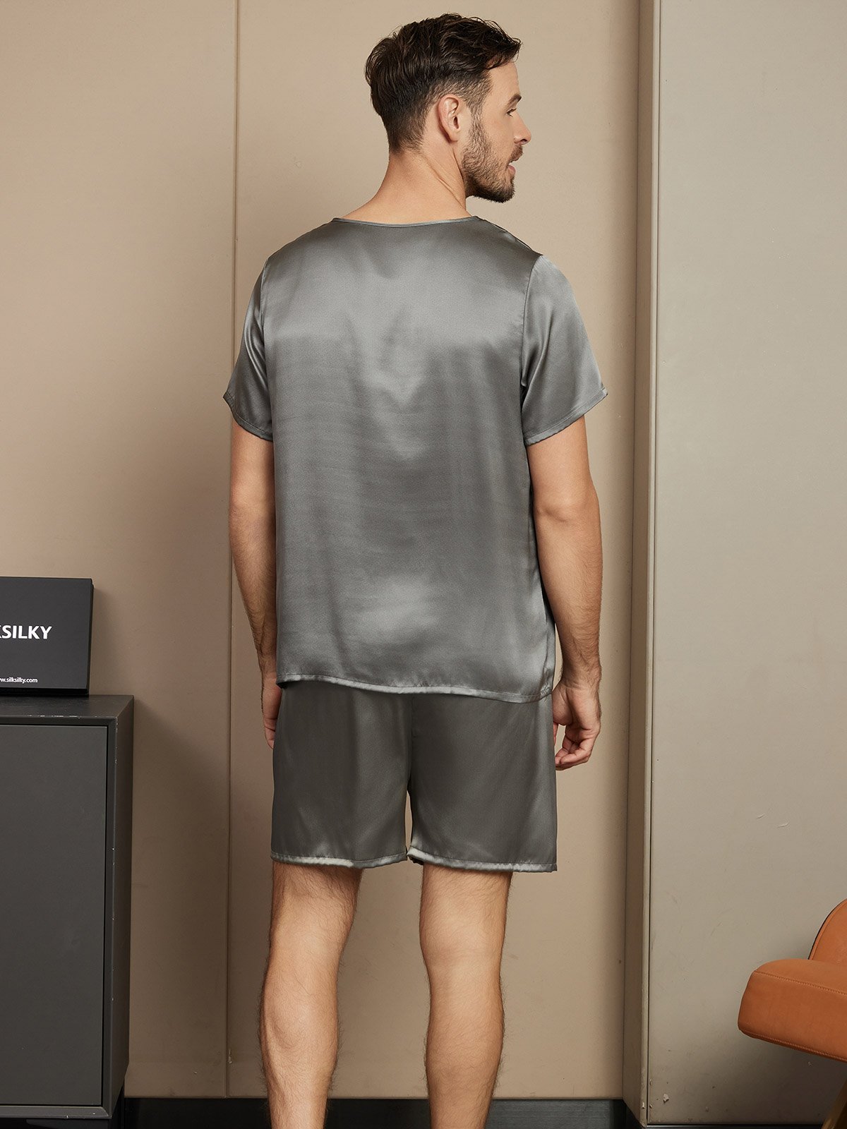Men’s Silk Pajama Set – Short Sleeve & Shorts - Image 12