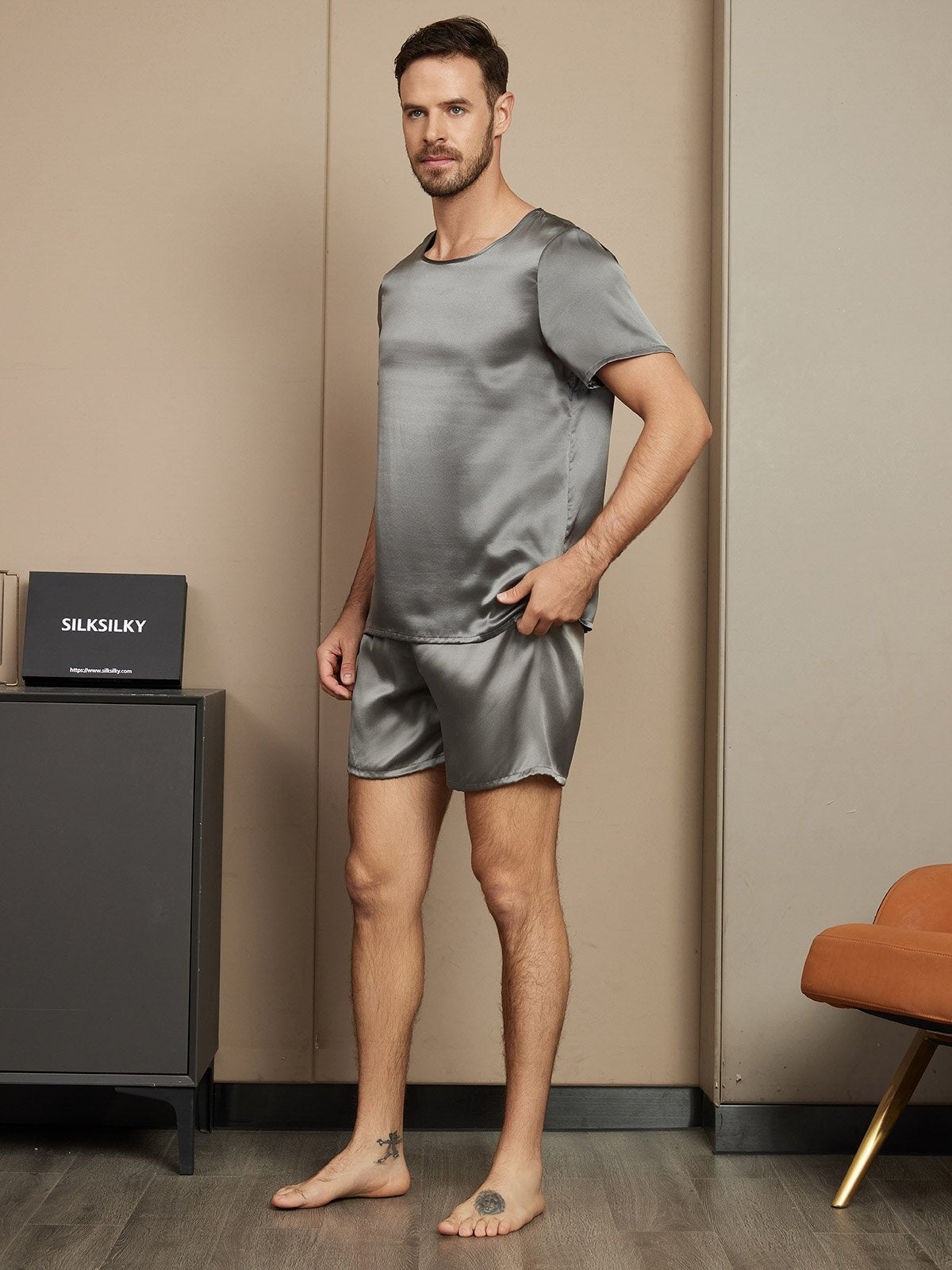 Men’s Silk Pajama Set – Short Sleeve & Shorts - Image 13