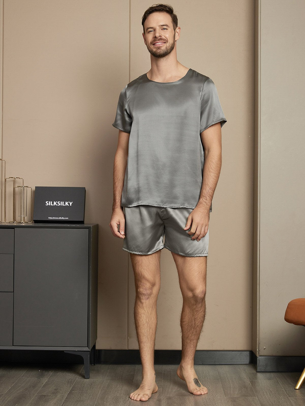 Men’s Silk Pajama Set – Short Sleeve & Shorts - Image 15