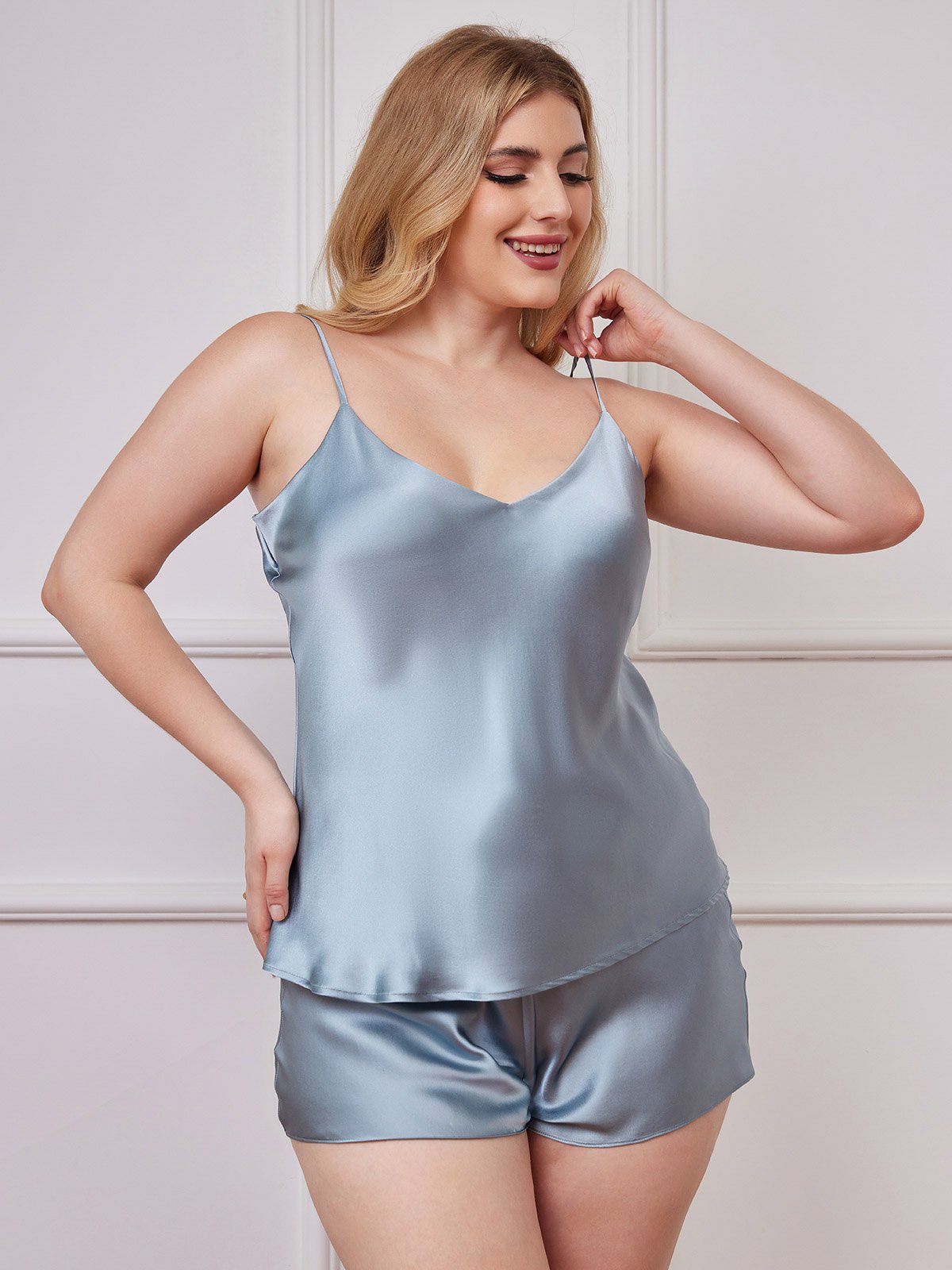 Plus Size Silk Camisole Set – Spaghetti Strap - Image 33