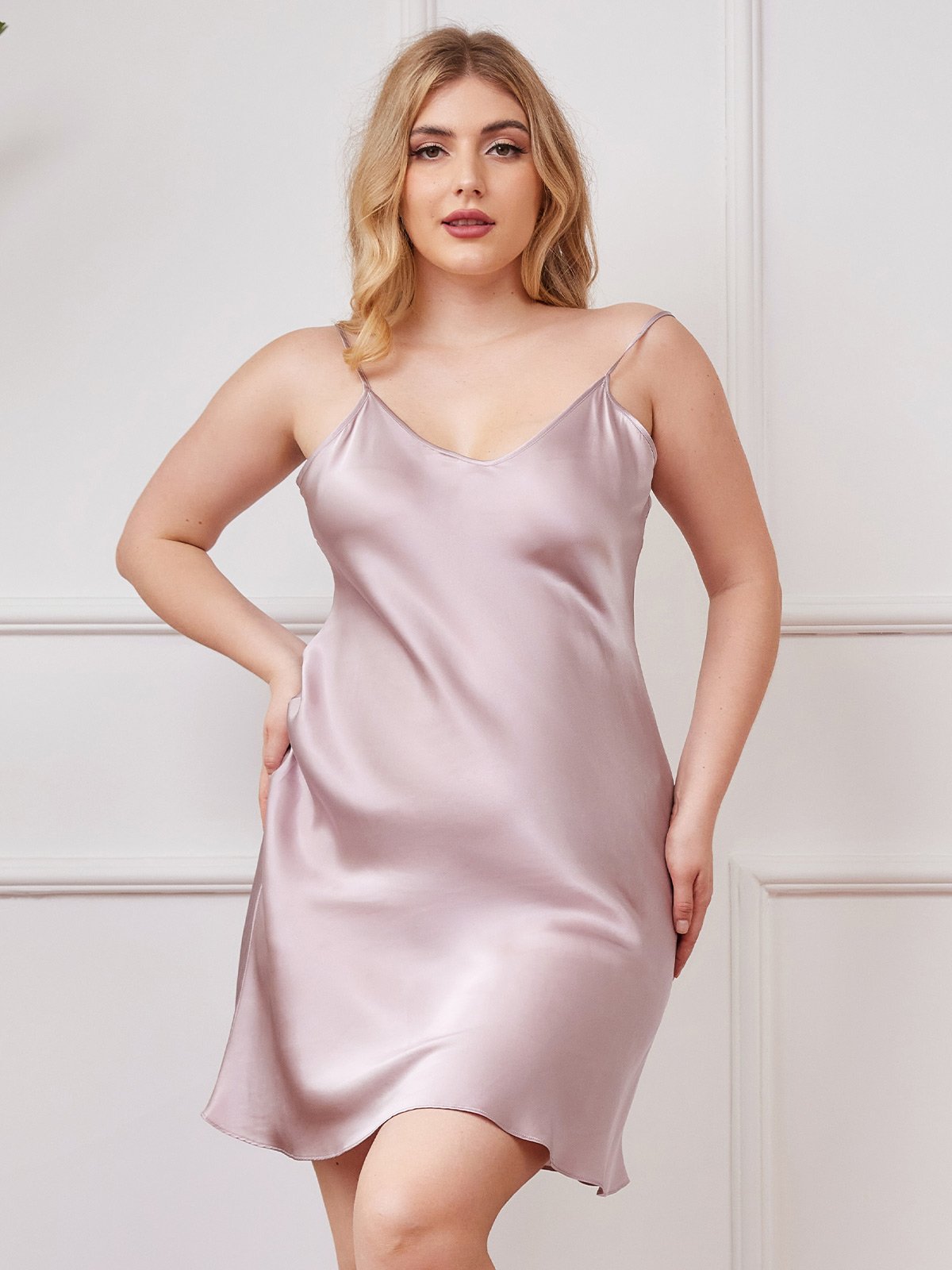 Plus Size Silk Chemise Nightgown – Spaghetti Strap - Image 22