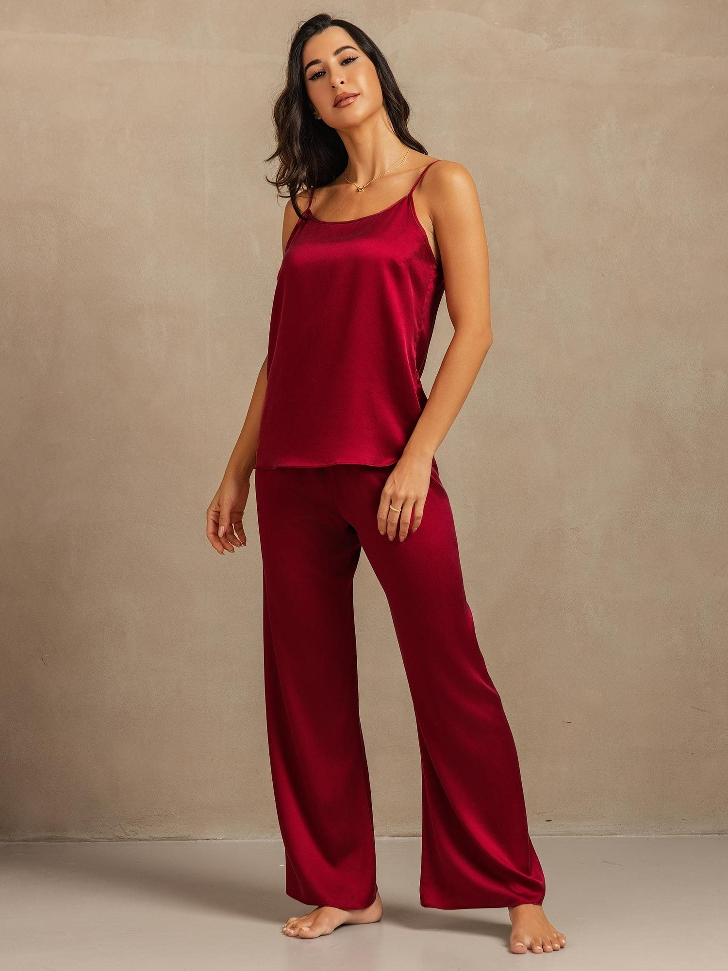19 Momme Washable Silk Cami & Wide Leg Pants Set - Image 20