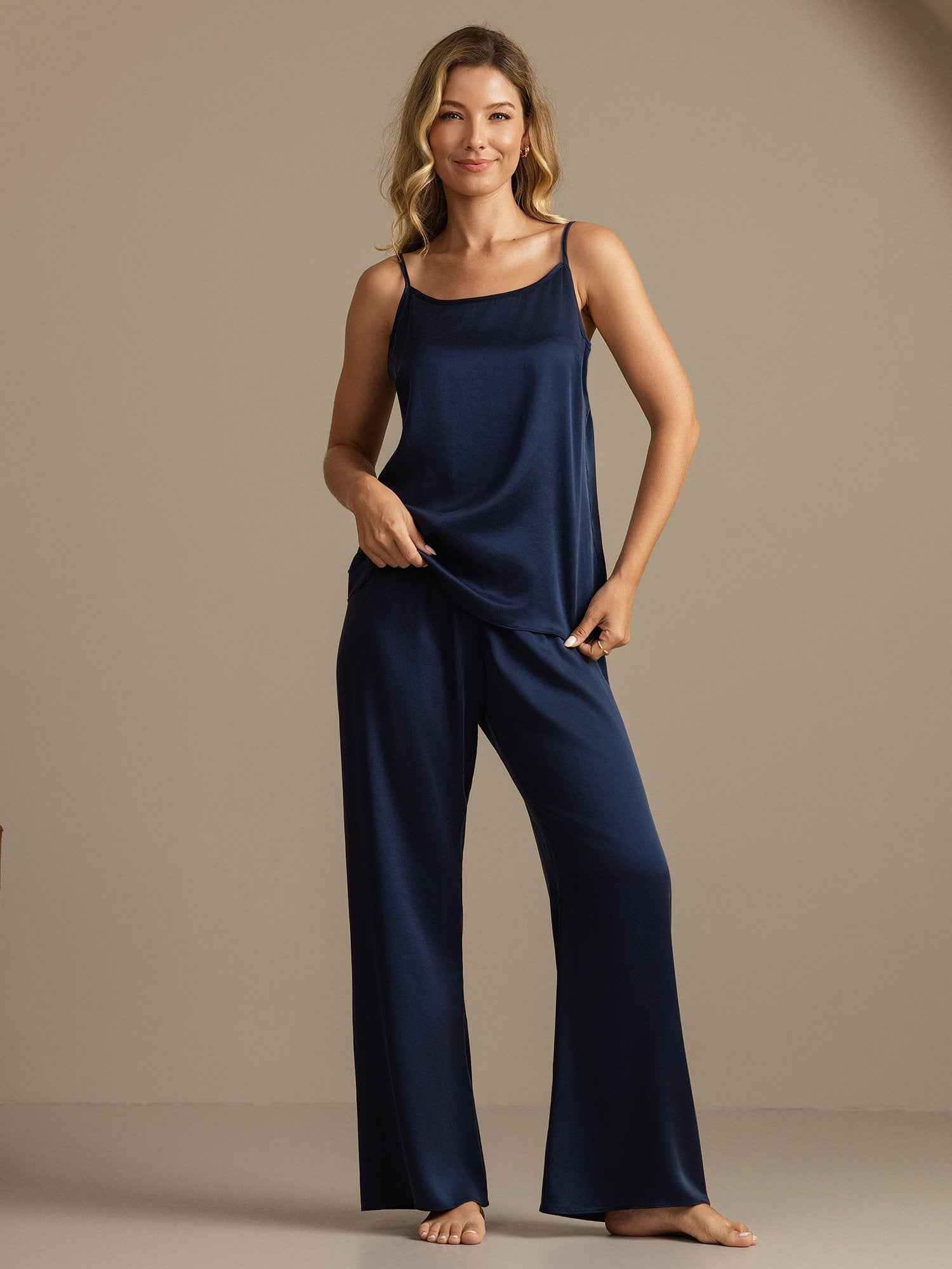 19 Momme Washable Silk Cami & Wide Leg Pants Set - Image 4